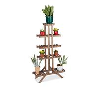 Relaxdays Etagère à fleurs en bois escalier pour plantes échelle fleur intérieur HxlxP: 142,5 x 83 x 28,5 cm, brun foncé