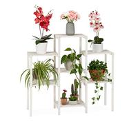 Relaxdays Etagère à Fleurs en Bois, Espace de Rangement pour Plantes, Escalier à Fleurs décoratif d’intérieur, Blanc, L