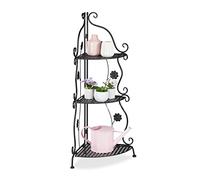 Relaxdays Étagère à Fleurs et Plantes, métal, 3 étages, extérieur et intérieur, HxLxP : 82,5x31x31 cm, Coin, Noir