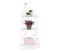 Relaxdays Étagère à Fleurs et Plantes, métal, 3 étages, extérieur et intérieur, HxLxP : 82,5x31x31 cm, Coin, Blanc