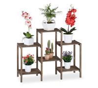 Relaxdays Etagère à fleurs marron en bois