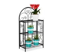 Relaxdays étagère extérieure Jardin, Pliable, 3 Niveaux, Balcon, Jardin & intérieur, métal, HLP 83 x 44,5 x 25 cm, Noir