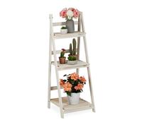 Relaxdays Etagère à fleurs, pour l’intérieur et le balcon, simple et chic, pliante, 108x41x40 cm, 3 marches, blanc