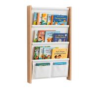 Relaxdays étagère à Livres, 5 Poches en Tissu, Fixation Murale, Blanc