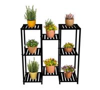 Relaxdays Étagère à Plantes, 8 Niveaux, pour Vos trésors Verts, métallique, H x L x P : 81 x 80 x 28,5 cm, Noir
