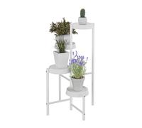 Relaxdays Étagère à Plantes, 4 emplacements, métal et Plastique, H x L x P : 81 x 48 x 49 cm, pour l'intérieur, Blanche