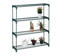 relaxdays Étagère à Plantes, 4 Niveaux, en métal et Plastique, H x L x P : 109 x 91 x 28,5 cm, pour l’intérieur, Vert