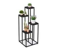 Relaxdays Étagère à Plantes, 4 Niveaux, HxLxP : 100x40x40 cm, Acier et MDF, escalier pour Fleurs, Noir