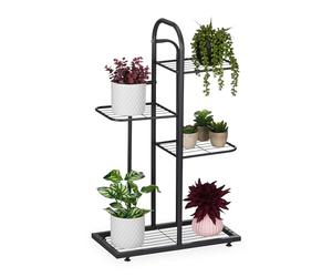 Relaxdays Étagère à Plantes, 4 Niveaux, pour Herbes aromatiques et Fleurs, métallique, HxLxP : 72,5x44x22,5 cm, Noire
