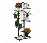 Relaxdays Étagère à plantes, 5 niveaux, pour herbes aromatiques et fleurs, métallique, HLP : 96 x 45 x 22 cm, noire
