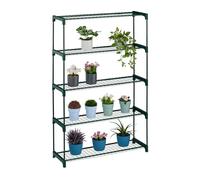 Relaxdays Étagère à Plantes, 5 Niveaux, Support Fleurs et Herbes aromatiques, en métal, HxLxP : 139x91x28,5 cm, Vert