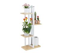 Relaxdays Étagère à plantes, escalier fleurs, 4 niveaux, HLP 93x42,5x22,5 cm, aspect bois, marron clair