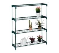 Relaxdays Étagère à Plantes, 4 Niveaux, en métal et Plastique, H x L x P : 109 x 91 x 28,5 cm, pour l’intérieur, Vert