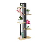 Relaxdays Étagère à Plantes, escalier Fleurs, 5 Niveaux, HLP 117 x 43 x 22 cm, Acier MDF, Support intérieur, Brun Clair