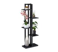 Relaxdays Étagère à Plantes, escalier Fleurs, 5 Niveaux, HLP 117 x 43 x 22 cm, Acier MDF, Support intérieur, Noir