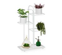 Relaxdays Étagère à Plantes, 4 Niveaux, pour Herbes aromatiques et Fleurs, métallique, HxLxP : 72,5x44x22,5 cm, Blanche