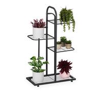 Relaxdays Étagère à Plantes, 4 Niveaux, pour Herbes aromatiques et Fleurs, métallique, HxLxP : 72,5x44x22,5 cm, Noire
