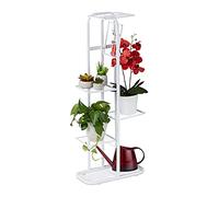 Relaxdays Étagère à Plantes en métal, Porte-Fleurs, 6 étages, intérieur, extérieur, H x L x P : 107 x 44 x 24 cm, Blanc