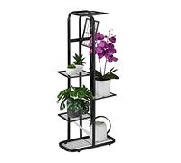 Relaxdays Étagère à Plantes en métal, Porte-Fleurs, 6 étages, intérieur, extérieur, H x L x P : 107 x 44 x 24 cm, Noir