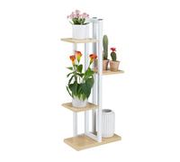 Relaxdays Étagère à plantes, escalier fleurs, 4 niveaux, HLP 93x42,5x22,5 cm, aspect bois, marron clair