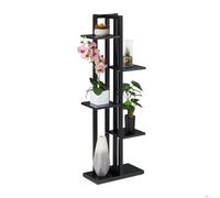 Relaxdays Étagère à plantes, escalier fleurs, 5 niveaux, HLP 117 x 43 x 22 cm, acier MDF, support intérieur, noir
