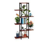 Relaxdays Étagère à Plantes, escalier Fleurs, 6 Niveaux, HLP 150 x 78 x 24 cm, Acier MDF, Support intérieur, Marron