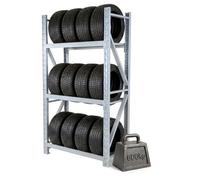 Relaxdays Étagère à pneus 12, HxLxP 180x120x50 cm, argent | 600 kg, acier, système d'emboîtement, rayonnage à roues pour atelier