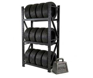 Relaxdays Étagère à pneus noire pour 12 pneus