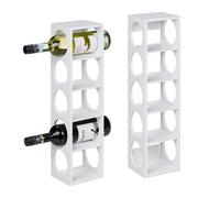 Relaxdays Étagère à vin en bambou 5 bouteilles Lot de 2 à poser Blanc