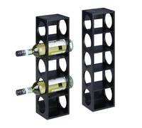 Relaxdays Étagère à vin pour 5 Bouteilles, Lot de 2, en Bambou, HxLxP : 53x14x12 cm, Cuisine et Bar, à Poser, Noir
