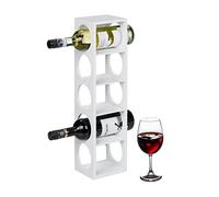 Relaxdays Étagère à vin pour 5 Bouteilles, en Bambou, HxLxP : 53x14x12 cm, Cuisine, Cave à vin et Bar, à Poser, Blanc