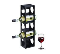 Relaxdays Étagère à vin pour 5 Bouteilles, en Bambou, HxLxP : 53x14x12 cm, Cuisine, Cave à vin et Bar, à Poser, Noir