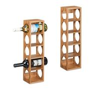 Relaxdays Étagère à vin pour 5 Bouteilles, Lot de 2, en Bambou, HxLxP : 53x14x12 cm, à Poser, Cuisine et Bar, Nature