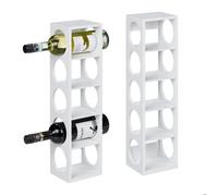Relaxdays Étagère à vin pour 5 bouteilles, lot de 2, en bambou, HxLxP : 53x14x12 cm, cuisine et bar, à poser, blanc