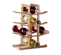 Relaxdays Étagère à vins pour 12 bouteilles en bambou, 4 niveaux, autonome, naturel H42,5x30x16 cm