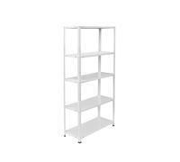 Relaxdays Étagère acier HxLxP 150x75x30 cm, 200 kg, 5 niveaux, cave/garage/atelier, blanche