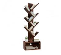 Relaxdays Étagère Arbre 6 Niveaux, Rangement pour Livres & CDs, 113x38x20 cm, Marron