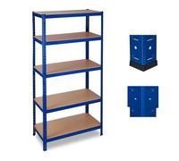 Relaxdays Étagère charge lourde, Meuble de rangement à clip, Cave charge 1325 kg, garage, HlP 180x90x45 cm, acier, bleu