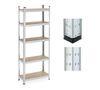 Relaxdays Étagère Charge Lourde, 5 Niveaux, HxLxP: 180x70x30 cm, supporte Jusqu’à 500 kg, Acier, Cave & Garage, argenté