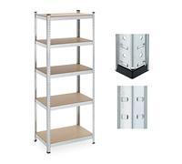 Relaxdays Étagère Charge Lourde, 5 Niveaux, HxLxP: 180x70x45 cm, supporte Jusqu’à 500 kg, Acier, Cave & Garage, argenté