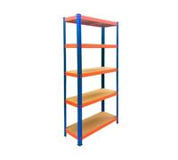Relaxdays Étagère charge lourde, bleu-orange | H x L x P : 150 x 75 x 30 cm, 875 kg, 5 niveaux MDF, acier, à emboîter
