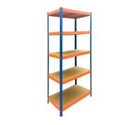 Relaxdays Étagère charge lourde, bleu-orange | H x L x P : 180 x 90 x 40 cm, 875 kg, 5 niveaux MDF, acier, à emboîter