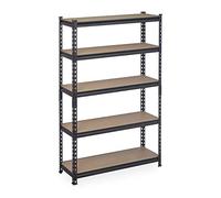 Relaxdays Etagère charge lourde, HLP:153x 91x 30,5 cm, capacité 800 kg, 5 niveaux, emboiter, cave, garage, acier, noir