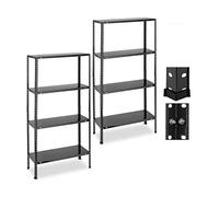 Relaxdays Étagère Charge Lourde, Lot de 2, 160 kg Max., 4 Niveaux, HxLxP: 147,5x75,5x30,5 cm, Cave & Garage, métal, Noir