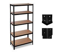 Relaxdays Étagère charge lourde, Meuble de rangement à clip, Cave charge 1325 kg, garage, 180x90x45 cm, acier, MDF, noir