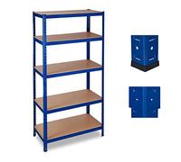 Relaxdays Étagère charge lourde, Meuble de rangement à clip, Cave charge 1325 kg, garage, HlP 180x90x45 cm, acier, bleu
