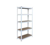 Relaxdays étagère Charges Lourdes 5 Niveaux, 150×75×35 cm, 875 kg, empilable, Blanc/Marron
