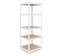 Relaxdays Étagère Charges Lourdes, HxLxP 200x80x60 cm, 875 kg, Blanc/Marron | 5 niveaux, étagère de rangement pour cave et garage, à emboîter