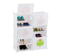 relaxdays Etagère Chaussures Enfants,12compartiments pour 24 Paires, Motifs Animaux, Extensible HxlxP:95x84x31,5cm, PP, Plastique ABS, métal, 95 x 84 x 31,5 cm