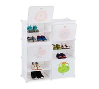 Relaxdays Etagère chaussures Enfants,12compartiments pour 24 paires, Motifs animaux, extensible HxlxP:95x84x31,5cm